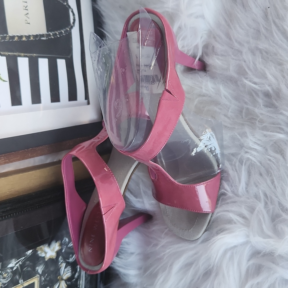 Nine West Pink Patent Leather Heel Sandal NWT - Picture 3 of 5